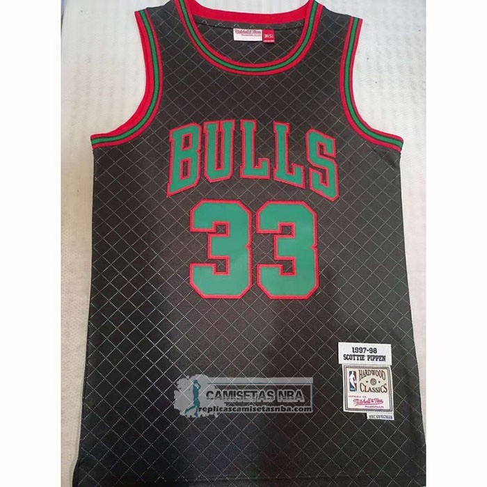 Camiseta Chicago Bulls Scottie Pippen NO 33 Mitchell & Ness 1997-98 Negro